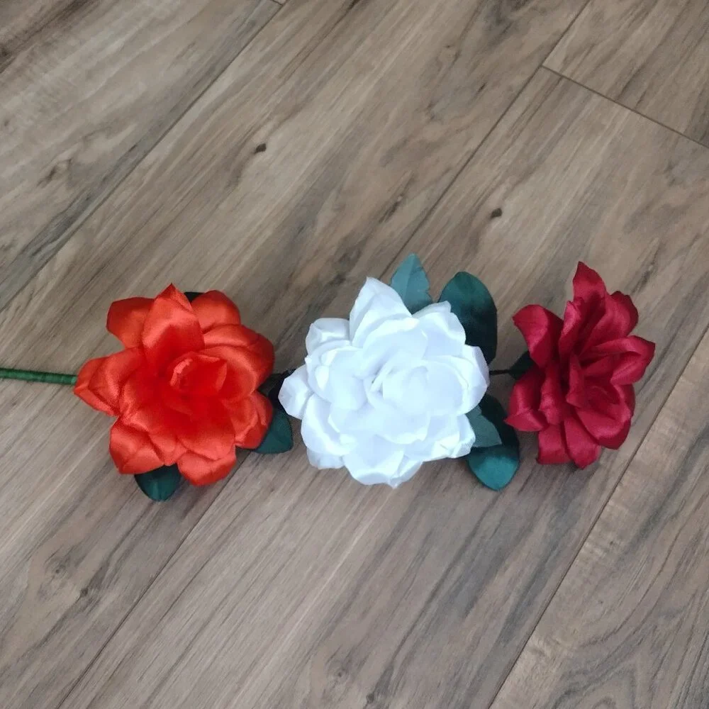 handmade ribbon flowers bouquet of 3 flowers